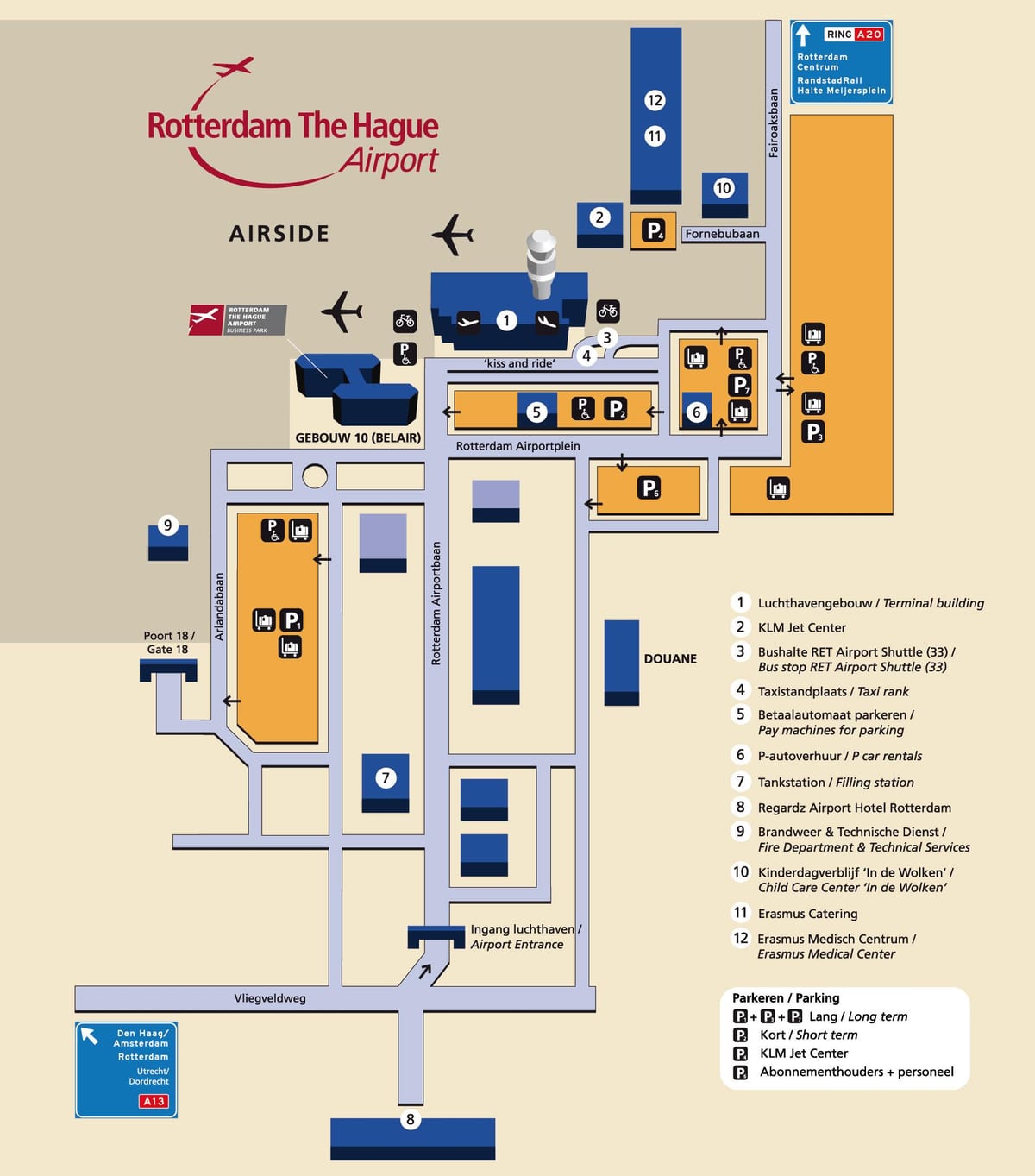 Mapa ng Rotterdam airport 