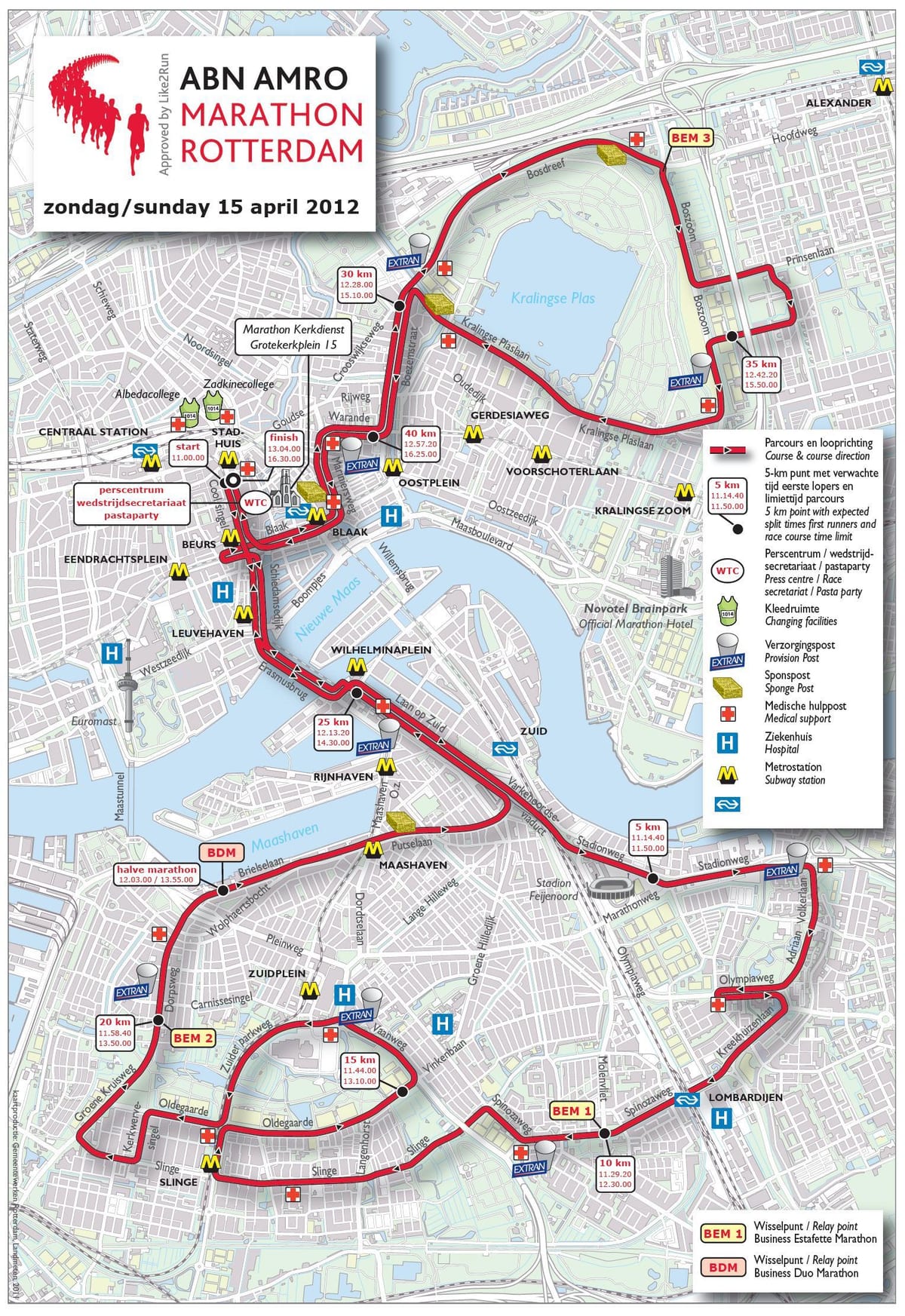 Mapa ng Rotterdam marathon
