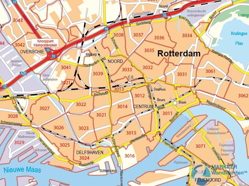 Mapa ng Rotterdam postcode