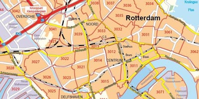 Mapa ng Rotterdam postcode 